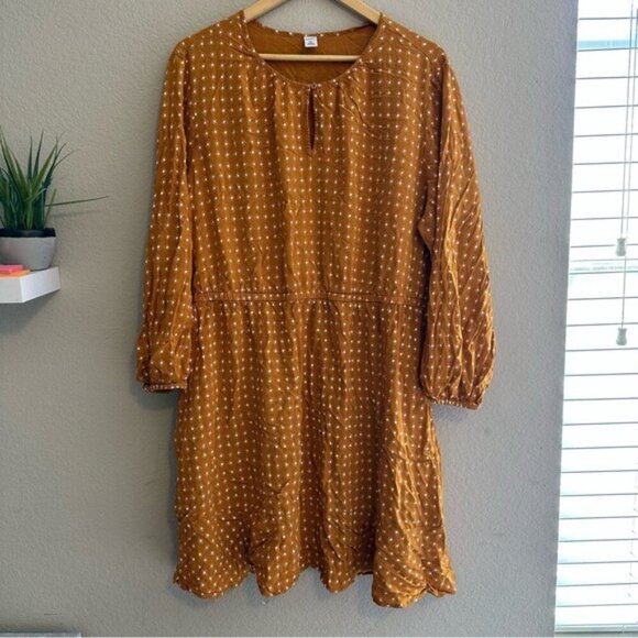 Old Navy Waist-Defined Keyhole Dress for Women Size XXL Mustard - Picture 2 of 8